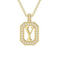 TOUPOP 14K Gold Moissanite Initial Letter Pendant Necklace-style_name:Y