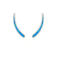 TOUPOP Sterling Silver Created Opal Ear Climbers Crawler Earrings-style_name:1-Created blue opal ear climber