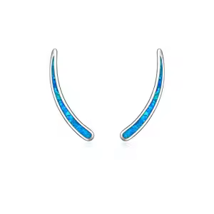 1-Created blue opal ear climber