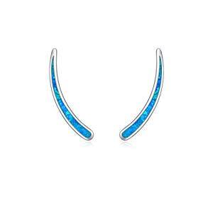 1-Created blue opal ear climber