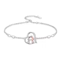 TOUPOP Sterling Silver Heart Bracelet with Stone Gifts For Sister-style_name:Heart-Shaped 2 Sisters