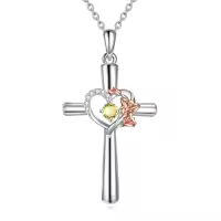 TOUPOP Sterling Silver Birthstone Birth Flower Necklace Christian Gifts-style_name:Aug