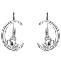 TOUPOP Sterling Silver Moon Animals Dangle Drop Hoop Earrings For Women-style_name:02-Leverback-Koala