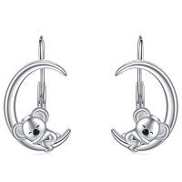 wholesale TOUPOP Moon Animals Leverback Earring For Women Sterling Silver Dangle Drop Hoop Earrings For Women Birthday Anniversary Christmas -style_name:02-Leverback-Koala
