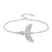 TOUPOP Sterling Silver Opal Butterfly Phoenix Dove Dragonfly Hummingbird Bracelet-style_name:Phoenix
