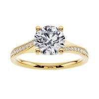 wholesale TOUPOP Personalized Moissanite Wedding Rings For Women 10k/14k/18k Solid Gold Engraved Name Round Cut Moissanite Engagement Rings Anniversary Valentines Day Christmas Gifts For Her Wife -style_name:L Moissanite Ring