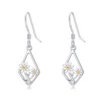 wholesale Flower Earrings For Women 925 Sterling Silver Lotus/cherry Blossoms/sunflower/snowflake/daisy/rose Earrings Floral Jewelry Christmas Gifts For Women -style_name:1-Daisy-Rhombus