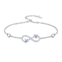 TOUPOP Sterling Silver & Stone Butterfly Dragonfly Dolphin Sea Turtle Adjustable Infinity Bracelet-style_name:Sea Turtles