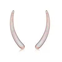 TOUPOP Sterling Silver Created Opal Ear Climbers Crawler Earrings-style_name:1-Rose gold-Created white opal ear climber
