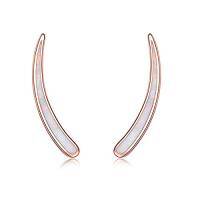 wholesale TOUPOP 925 Sterling Silver Ear Climbers Earrings For Women Created Opal Earrings For Women Hypoallergenic Crawler Earrings Jewelry Gifts For Mom Wife -style_name:1-Rose gold-Created white opal ear climber