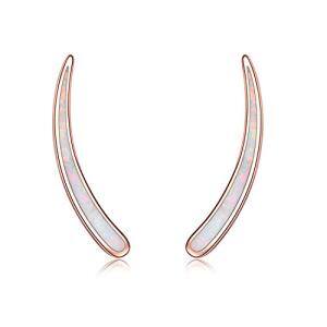 1-Rose gold-Created white opal ear climber