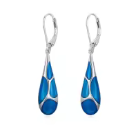 TOUPOP 925 Sterling Silver Enamel Teardrop Dangle Earrings Women Gifts-color_name:Blue