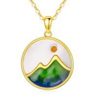 TOUPOP 14k Solid Gold Mustard Seed Stone Mountain Pendant Necklace-style_name:Mustard Seed