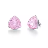 TOUPOP Sterling Silver Crystal Birthstone Stud Earrings for Women-color_name:10-Oct-Pink Tourmaline