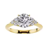 TOUPOP 10k/14k/18k Gold Moissanite Engraved Name Round Cut Engagement Rings-style_name:G Moissanite Ring
