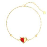 TOUPOP 14K Gold & Stone Cross Heart Ankle Bracelets for Women-style_name:Heart Anklet