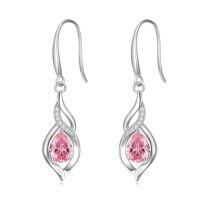 wholesale Infinity Birthstone Earrings For Women 925 Sterling Silver Infinity Love Birthday Jewelry Christmas Gifts For Women Mom Wife Girlfriend -color_name:10-October-Pink Tourmaline