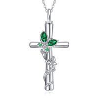 wholesale Butterfly Cross Urn Necklaces For Ashes Women White Gold Plated S925 Sterling Silver Funnel Filler Memorial Cremation Jewelry With Birthstone Sympathy Xmas Gifts For Women Loss Of Loved One -color_name:Butterfly Cross Urn-May