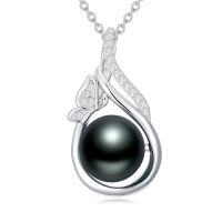 wholesale Butterfly Black Pearl Necklace For Women S925 Sterling Silver Black Pearl Butterfly Pendant Necklace Mothers Day Gifts Anniversary Birthday Christmas Gifts For Women Wife Mom Her -style_name:Infinity Butterfly 2