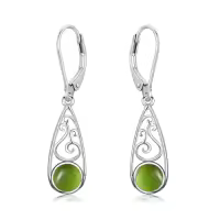 TOUPOP Sterling Silver Celtic Filigree Teardrop Leverback Earrings-style_name:Peridot