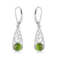 wholesale Teardrop Earrings For Women Celtic Filigree Drop Earrings Sterling Silver Leverback Earrings Jewelry Christmas Gifts For Women Her -style_name:Peridot