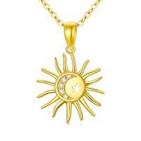 TOUPOP 14K Gold Sun Moon Pendant Necklace Gift for Women-style_name:Sun and Moon Necklace-B