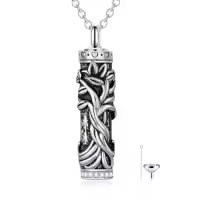 TOUPOP Sterling Silver Tree Of Life Cylinder Urn Necklace For Ashes Memorial Jewelry-style_name:Tree of Life