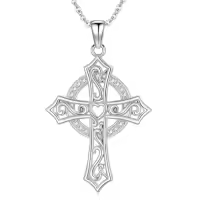 TOUPOP Sterling Silver & Stone Celtic Cross Necklace for Women Men-style_name:Celtic Cross