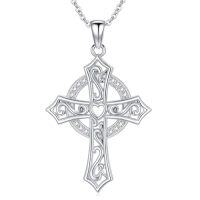 wholesale Cross Necklace For Women S925 Sterling Silver Cross Necklace Religious Celtic Cross Jewelry Gifts For Women Men Wife Sisters Friend Daughter Son Birthday Christmas -style_name:Celtic Cross