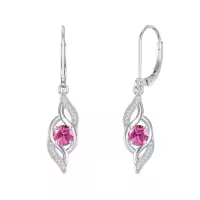 TOUPOP Sterling Silver Infinity Birthstone Earrings for Women-color_name:10-Oct.-Pink Tourmaline