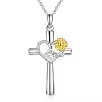 TOUPOP Sterling Silver Birthstone Birth Flower Necklace Christian Gifts-style_name:Apr