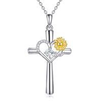 wholesale TOUPOP Cross Necklace For Women Sterling Silver Birthstone Necklace Birth Flower Necklace Christian Gifts Valentines Day Gifts Birthday Holiday Gifts For Her Mom Wife Girlfriend -style_name:Apr