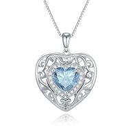 wholesale 925 Sterling Silver Heart Celtic Necklace With 12 Birthstone Jewelry Birthday Anniversary Christmas Gifts For Her Wife Girlfriend Mom -color_name:3-Mar-Aquamarine