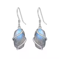 TOUPOP 925 Sterling Silver Gemstone Dainty Drop Earrings-color_name:Dangle-Labradorite