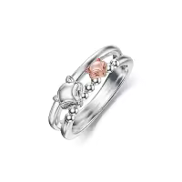 TOUPOP Sterling Silver Rose Gold Animal Rings Otter Highland Cow Fox Jewelry Gifts-style_name:A-Fox