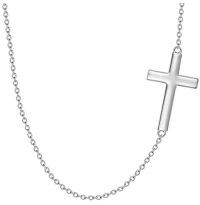 TOUPOP 14K Gold Sideways Cross Choker Necklace For Women Faith Jewelry Gift-size_name:14+2 Inch,color_name:White Gold