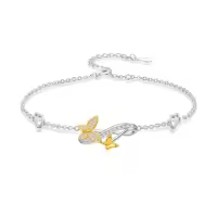 TOUPOP Sterling Silver Insect Bracelet with Stones-style_name:Butterfly