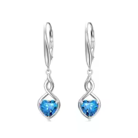 TOUPOP 925 Sterling Silver Infinity Birthstone Heart Dangle Drop Earrings-color_name:12-December-Topaz