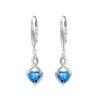 wholesale Infinity Birthstone Earrings 925 Sterling Silver Heart Love Infinity Dangle Drop Earrings Fine Jewelry Birthday Christmas Gifts For Women Girlfriend Wife -color_name:12-December-Topaz
