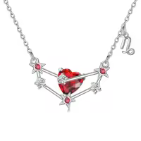 TOUPOP Sterling Silver Stone Astrology Zodiac Constellation Necklace-style_name:01_Capricorn(12.22-1.19)_Garnet