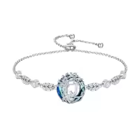 TOUPOP Sterling Silver Blue Crystal A-Z Letter Bracelet Gift-style_name:Tree of Life J