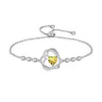 TOUPOP Sterling Silver Birthstone Double Heart Bracelet Love Forever Jewelry Gifts-color_name:11-November-Citrine