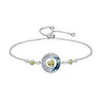 wholesale TOUPOP Birthstone Bracelet Moon And Star Bracelet 925 Sterling Silver Blue Crystal Jewelry Birthday Christmas Gifts For Women -color_name:08-August-Peridot