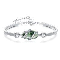 wholesale 925 Sterling Silver Bracelet For Women Gemstone Bracelet Bangle Fine Jewelry Birthday Christmas Gifts For Women Her Wife Mom -color_name:A-Moss Agate
