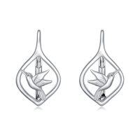wholesale TOUPOP 925 Sterling Silver Animal Earrings For Women | Hypoallergenic Leverback Hoop Earrings | Christmas Anniversary Birthday Jewelry Gifts For Mom Wife Girlfriend Sister Friend -style_name:Hummingbird