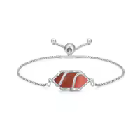 TOUPOP Sterling Silver Hexagon Gemstone Link Bracelet Fine Jewelry Gift-color_name:Ruby