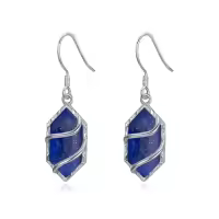 TOUPOP Sterling Silver Gemstone Hexagon Drop Dangle Earrings for Women-color_name:Lapis Lazuli