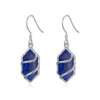 wholesale 925 Sterling Silver Earrings For Women Hexagon Gemstone Drop Dangle Earrings Fine Jewelry Birthday Christmas Gifts For Women Her -color_name:Lapis Lazuli