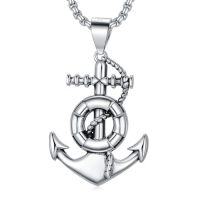 wholesale Nautical Anchor Necklace For Men Women 925 Sterling Silver Navy Mooring Rope Anchor Pendant Necklace Christmas Gift For Him Her -color_name:Life Ring Anchor Necklace