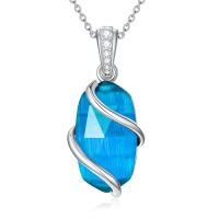 wholesale Necklace For Women 925 Sterling Silver Dainty Gemstone Pendant Fine Jewelry Birthday Christmas Gifts For Women Her -color_name:A-Topaz-December